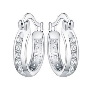 Small Sterling Silver Plated Cubic Zirconia Hoop Earrings